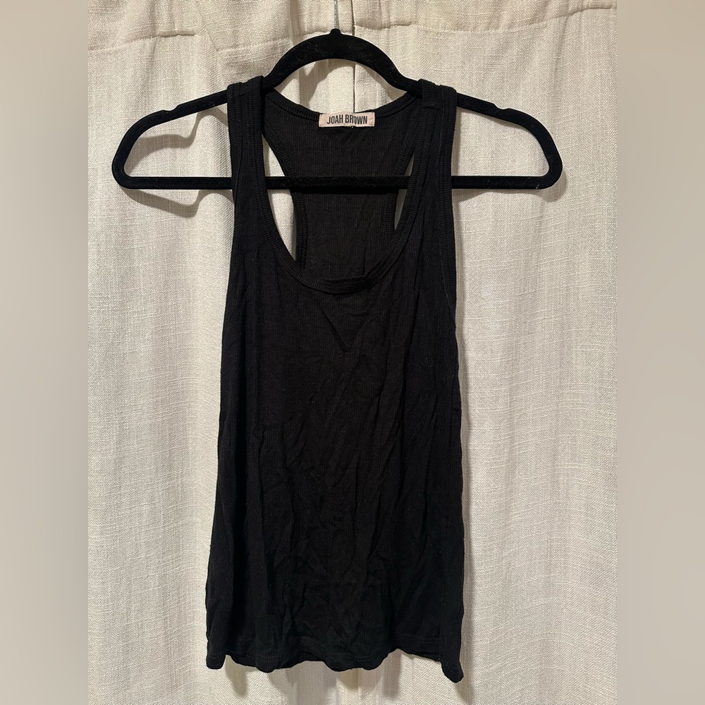 Joah Brown fitted racerback tank in Black Rib